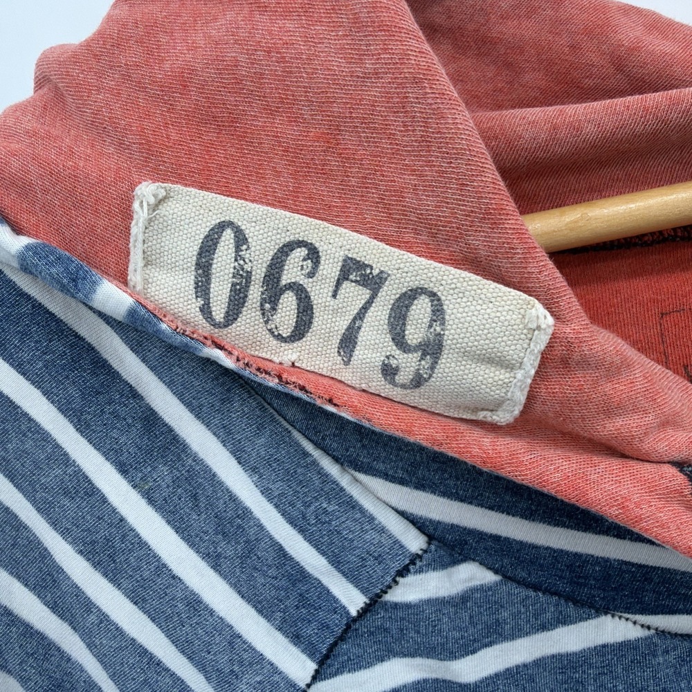 Free People We the Free Double Lined S Hoodie Faded Navy Striped Nautical Beach - Picture 4 of 9